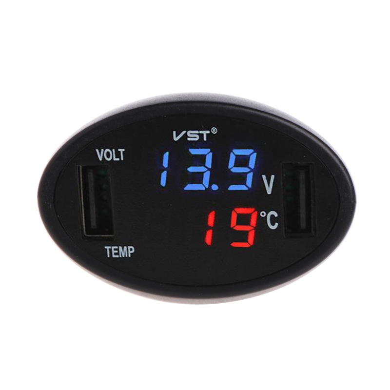 Vôn Kế LED 2 Cổng USB Đa Năng Cho Xe Hơi / Xe Tải / Tàu Thuyền