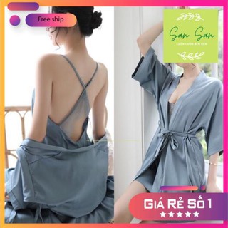 Váy ngủ sexy lụa satin kèm choàng San San