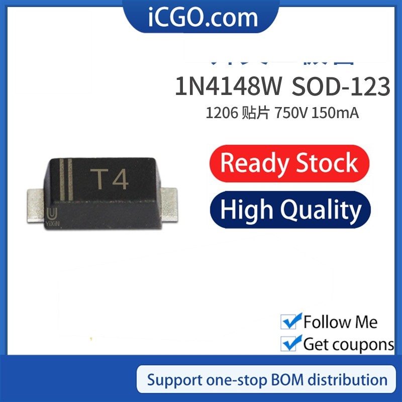 100 Chiếc SMD Diode 1N4148 1N4148WS Làm: T4 SOD-123 1206 IN4148 Điốt chuyển mạch