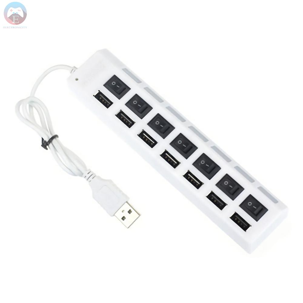 Ê 7 Ports USB 2.0 Hub Ultra Slim Portable Data Hub Individual LED Lit Power Switches Multi Port USB 2.0 Splitter and Expander Hub Compatible for Windows/Linux /Mac Systems/MacBook Pro/Mouse/Keyboard/Games/USB Device