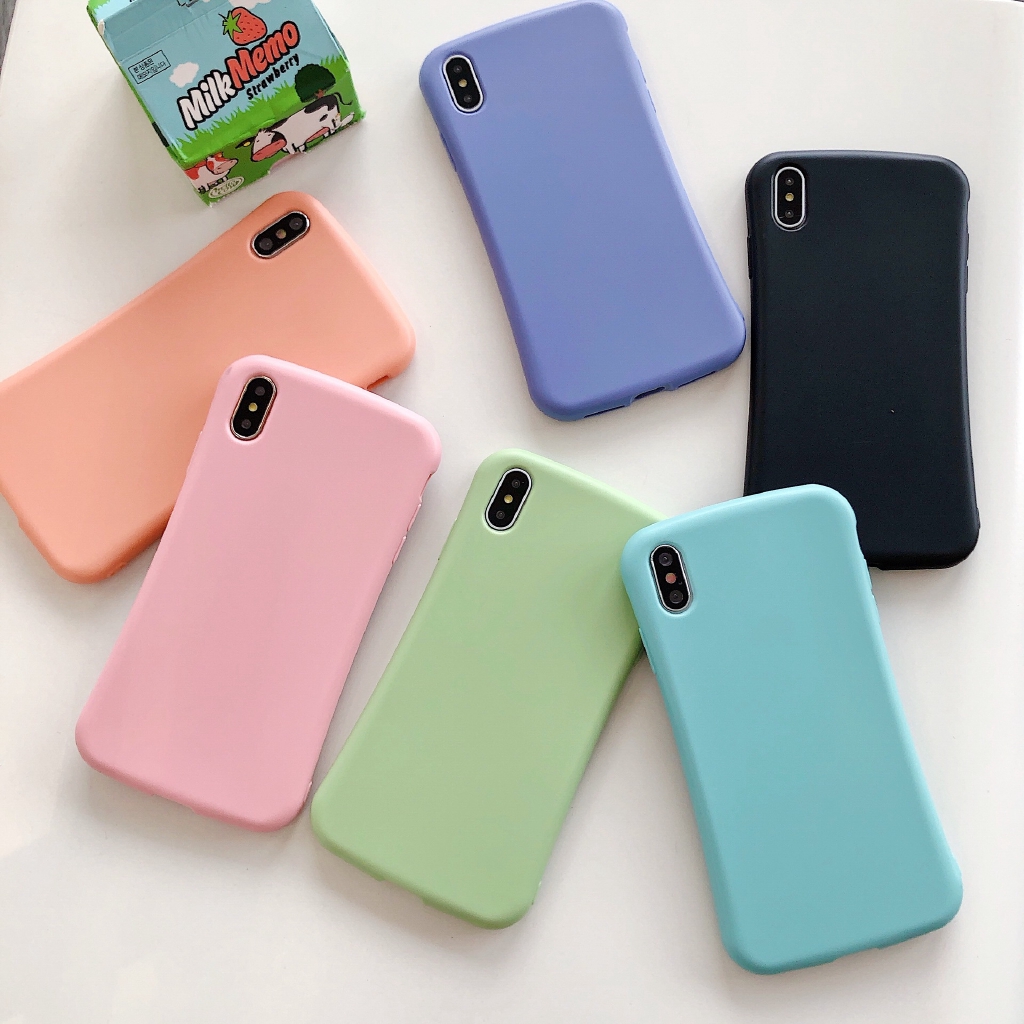 Ốp điện thoại màu trơn đơn giản có đường cong cho iPhone6plus 78plus ixs max | BigBuy360 - bigbuy360.vn
