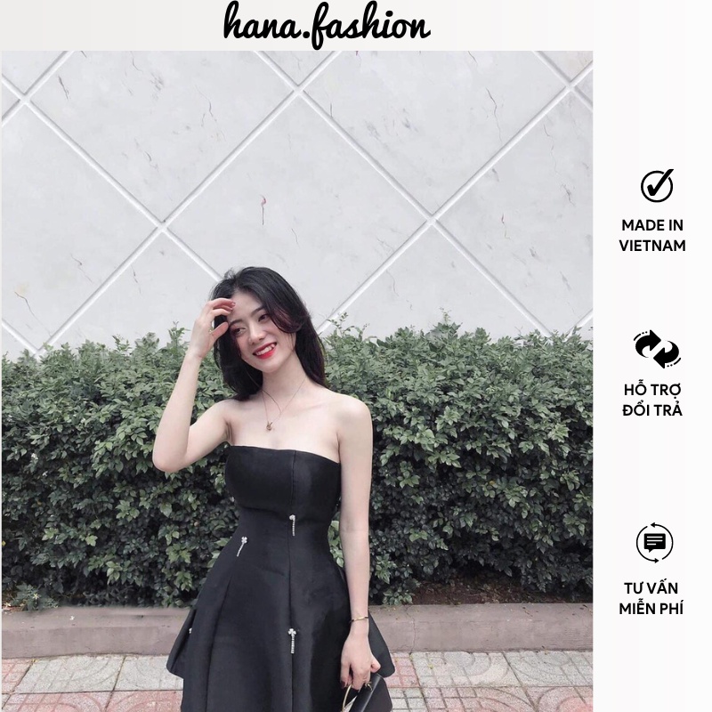 Đầm nữ dự tiệc váy đen ống cúp ngực phù hợp đi chơi du lịch tôn dáng trẻ trung xinh đẹp