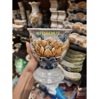 Ly để phật thủ dòng men rạn nổi Bát tràng