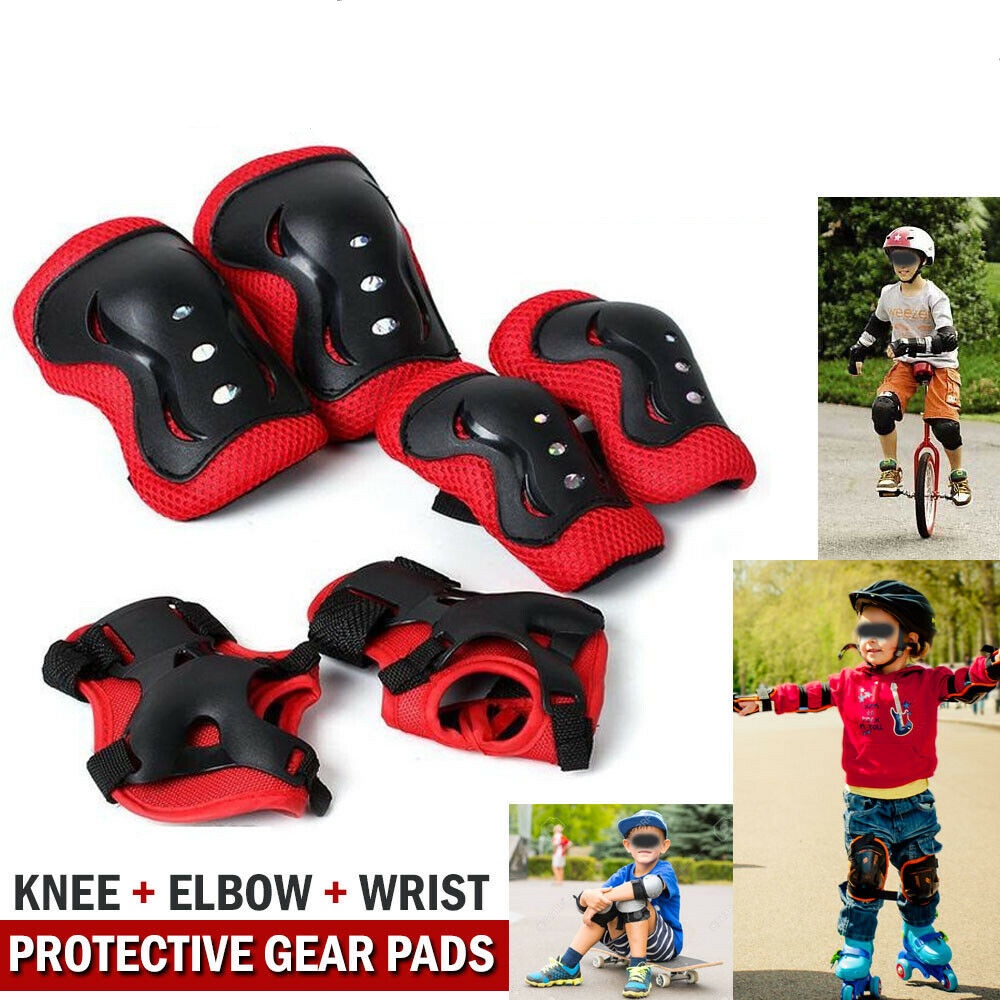 Set 6 đệm bảo hộ đầu gối/khuỷu tay/cổ tay an toàn cho trẻ em đạp xe/trượt băng/trượt patin/trượt ván