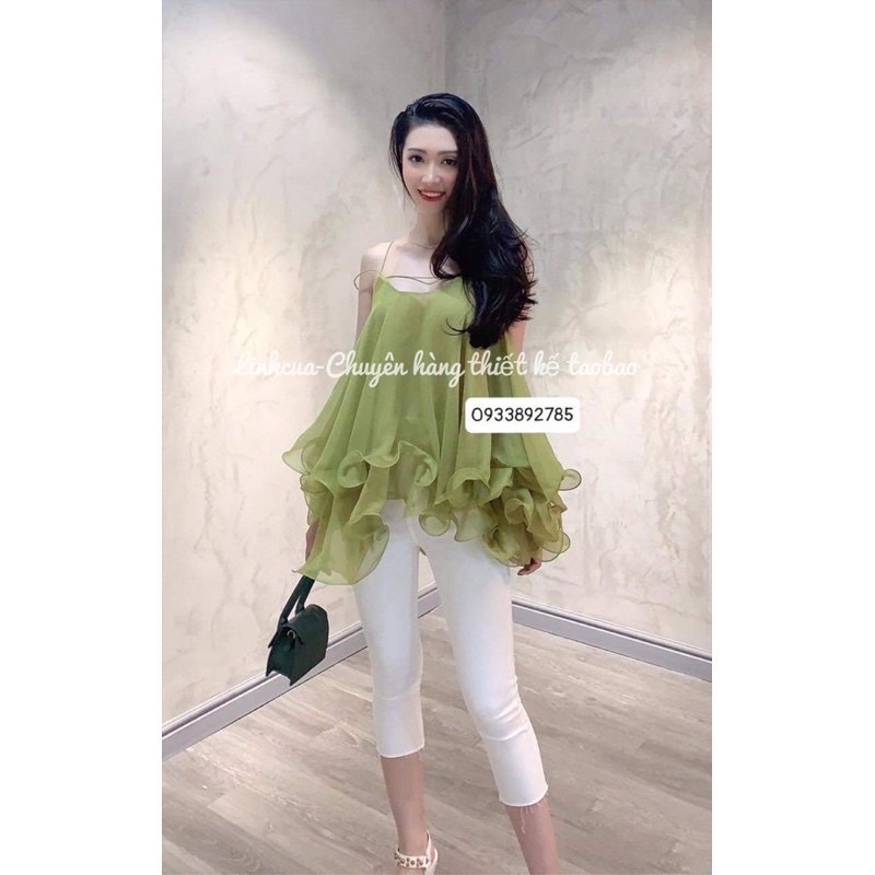 Áo dây nơ bèo xanh cốm siêu đẹp