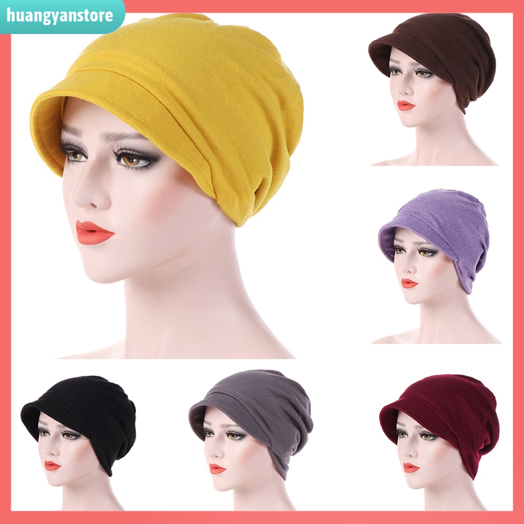 HY| Mũ trùm đầu màu trơn chất liệu cotton thời trang cho nữ