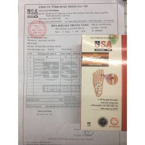 Viên Gout Formula làm giảm acid uric và viêm sưng do Gout