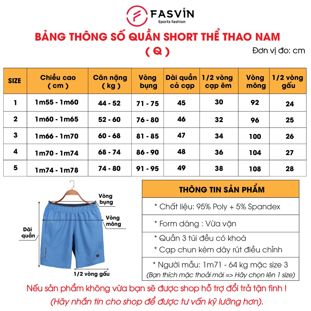 Quần đùi nam thể thao Fasvin Q21450.2.SG trơn mát co giãn tốt dùng khi thể thao hay mặc nhà