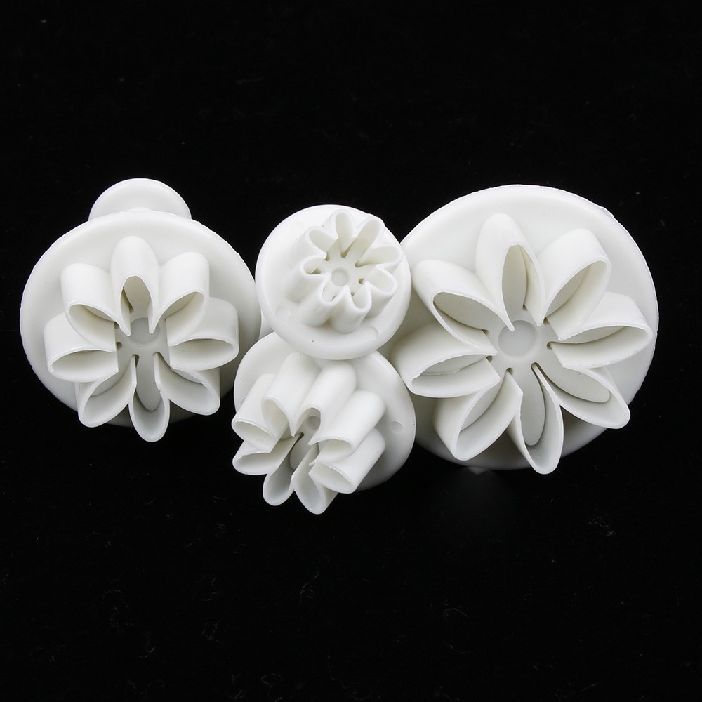 4pcs Flower Icing Cutter Fondant Cake Sugarcraft Decorating Plunger Mold Mould