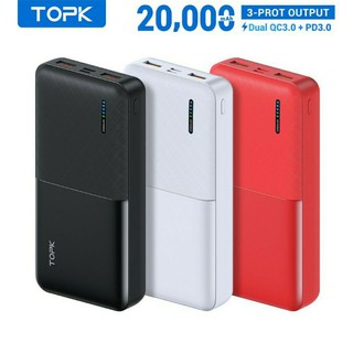 Sạc dự phòng topk 20000mah sạc nhanh 2 cổng usb pd3.0 qc3.0