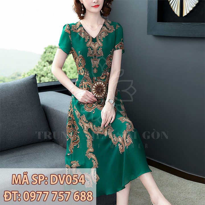 Đầm 3xl 4xl voan hai lớp đi đám cưới u50 mẹ trung niên DV054