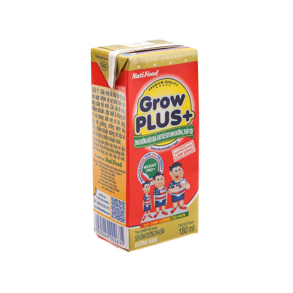 SỮA NƯỚC NUTIFOOD GROW PLUS+ ĐỎ THÙNG 48 HỘP x 180ML