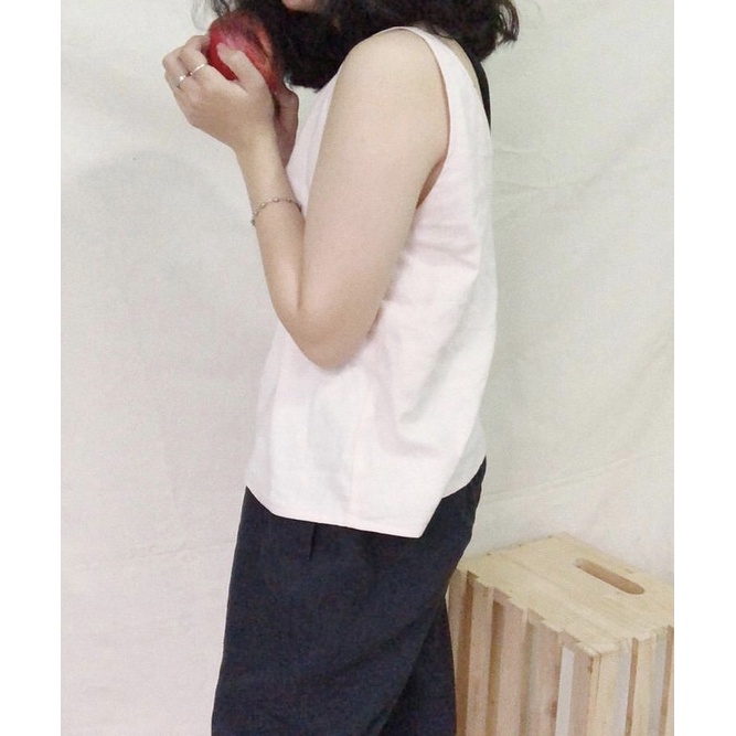 Thanh lý áo 2 dây linen màu hồng