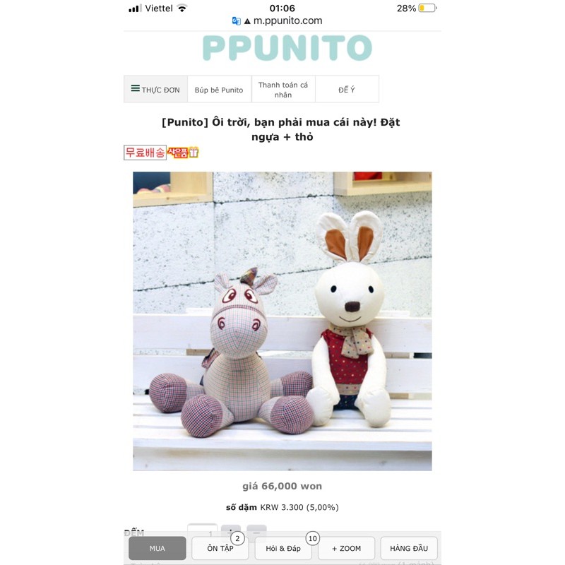 Thỏ ogarnic hiệu Hàn đáng yêu