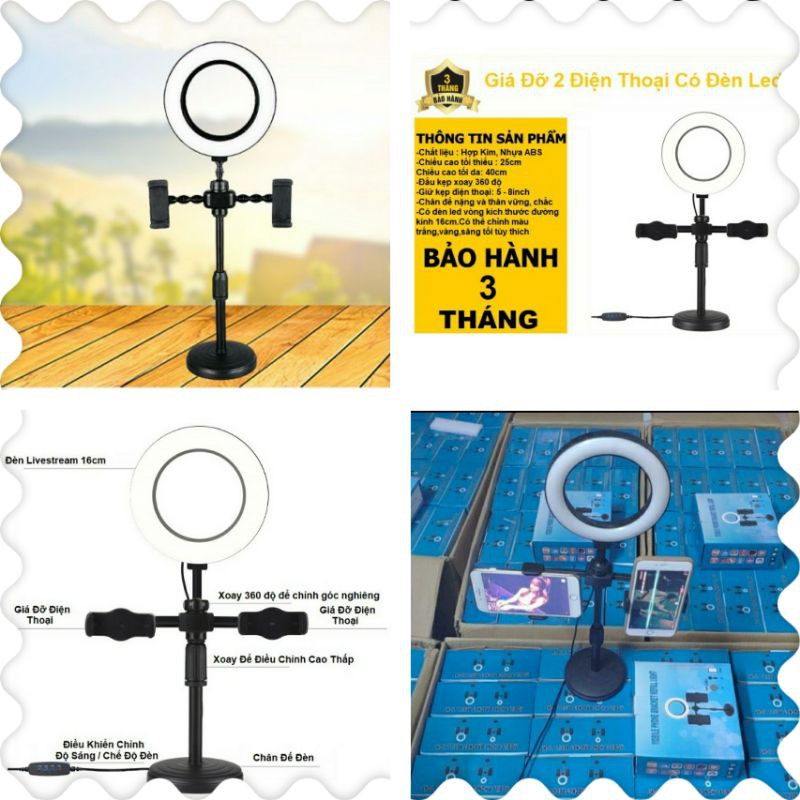 Giá Đỡ 2 Điện Thoại Livestream Có Đèn Led, Kẹp Điện Thoại Để Bàn Quay Video Tiktok Có Đèn Led 3 Màu - Có Video, Ảnh Thật | BigBuy360 - bigbuy360.vn
