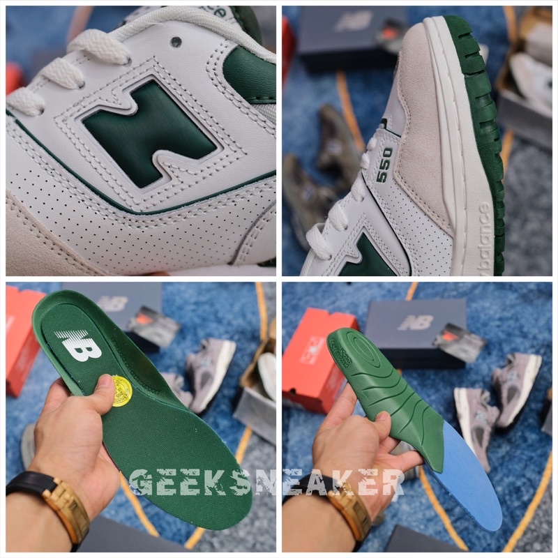 [GeekSneaker] Giày Giày NB550 | New Balance 550 - White Green | NB OG - Mũi Da lộn