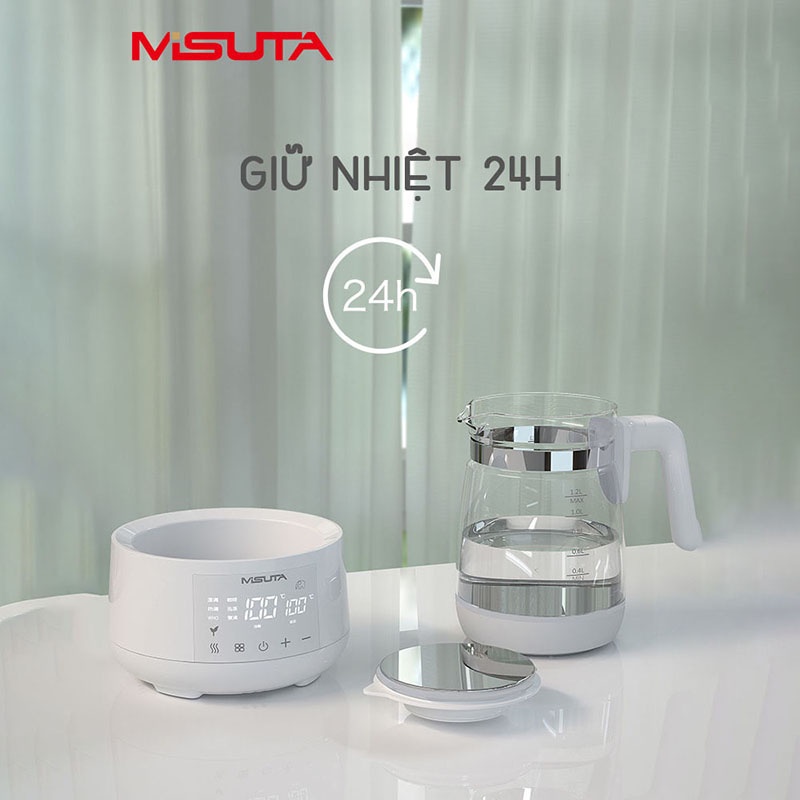 Bình đun nước siêu tốc pha sữa thông minh giữ nhiệt điều khiển từ xa Misuta chính hãng