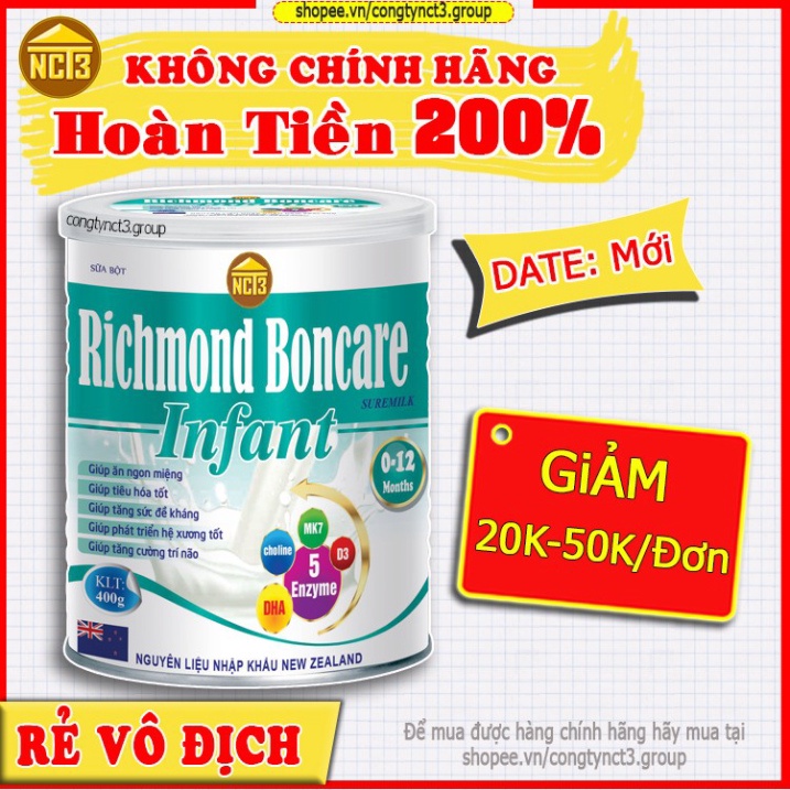 SỮA CHO TRẺ SƠ SINH CAO CẤP - RICHMOND BONCARE INFANT(400g) ( Hàng chính hãng công ty NCT3 ) .