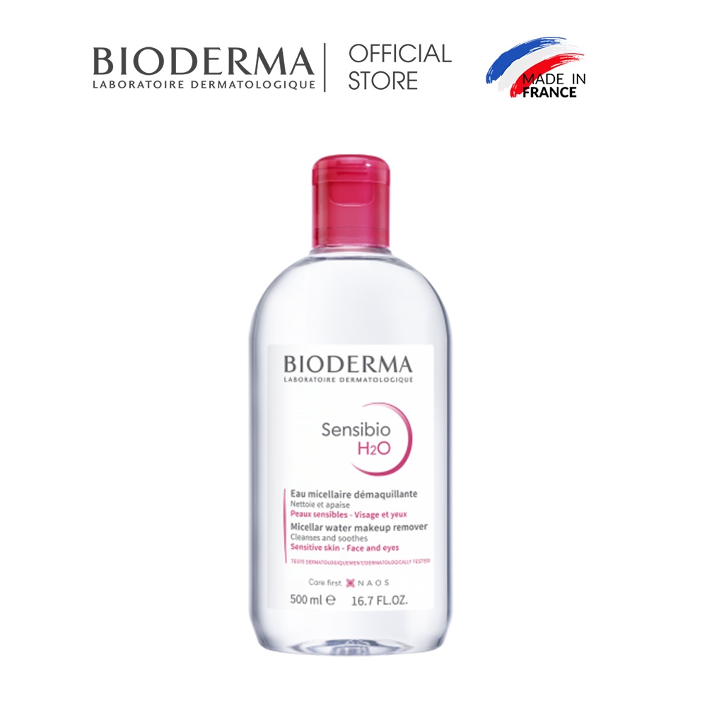 Bộ nước tẩy trang và làm sạch micellar cho da nhạy cảm Bioderma Sensibo H2O 500ml và gel rửa mặt tạo bọt 45ml