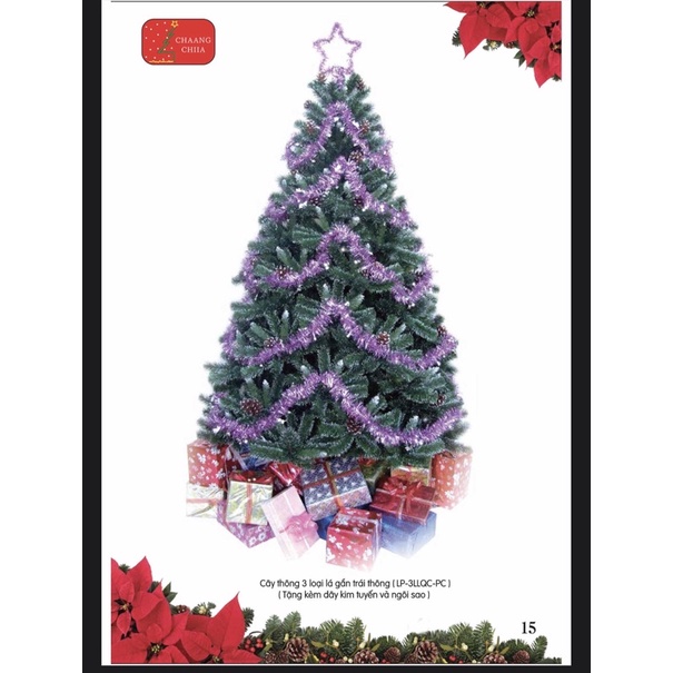 Cây thông 3 loại lá gắn trái thông 90cm-1,5m LP-3LLQC-PC