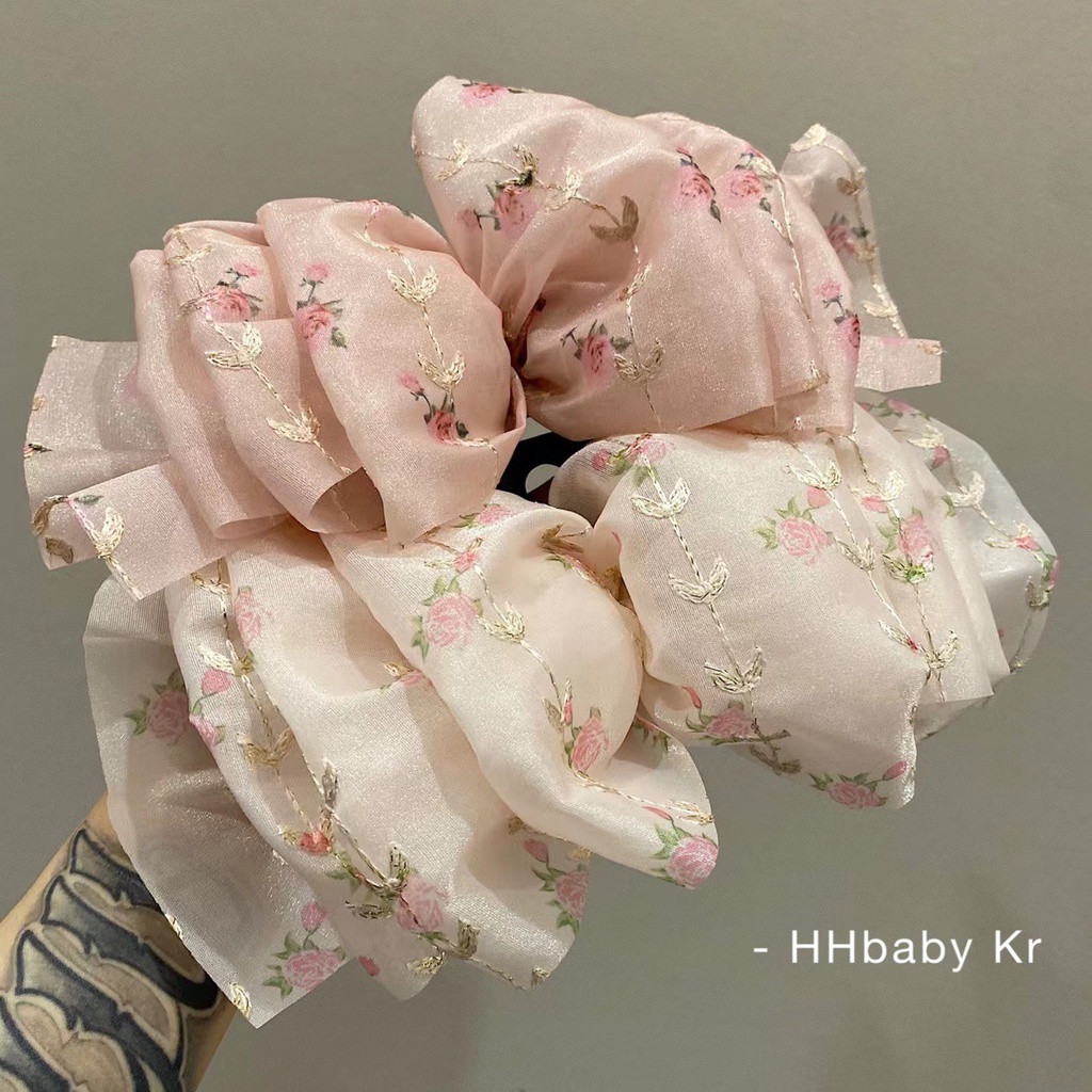 Kẹp Tóc Hình Nơ Thêu Hoa Hồng Cỡ Lớn Kiểu Pháp Thời Trang Cao Cấp Cho Nữ