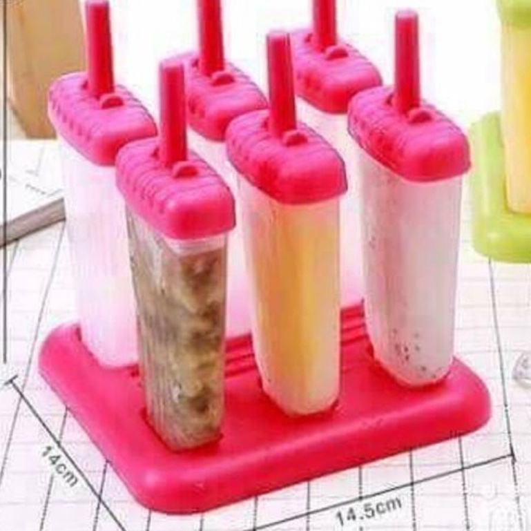 Bộ khuôn làm kem làm thạch 6 que nhựa thực phẩm an toàn