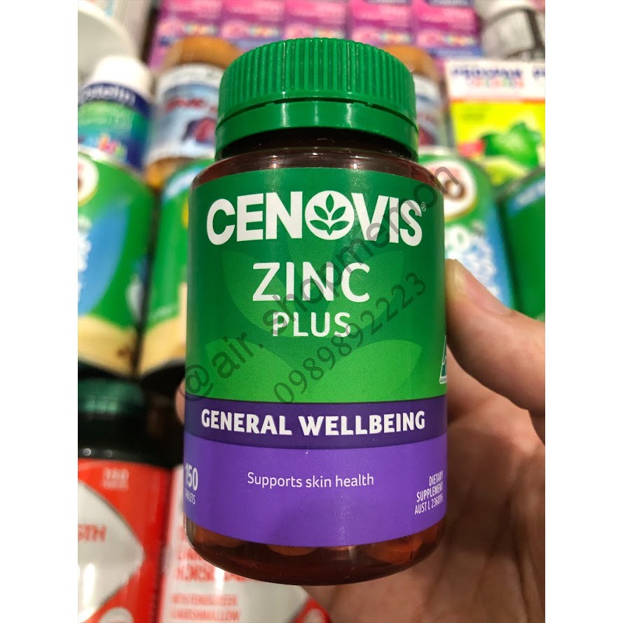 BILL ÚC - Viên uống bổ sung kẽm CENOVIS ZINC PLUS, giúp da khỏe, tăng sinh lực nam giới, tăng đề kháng. Hộp 150 viên