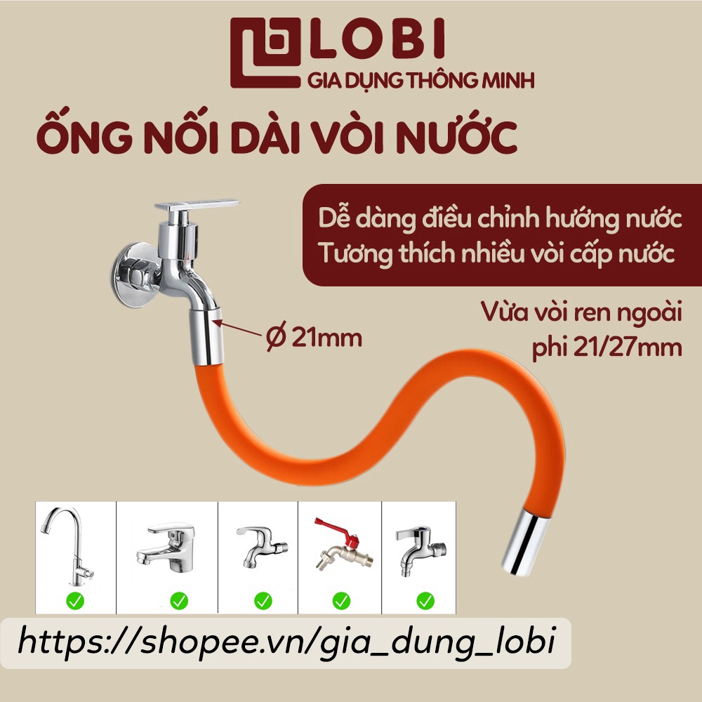 ống nối dài vòi nước phi 21mm linh hoạt xoay 720° theo mọi hướng, ống nước mở rộng silicone