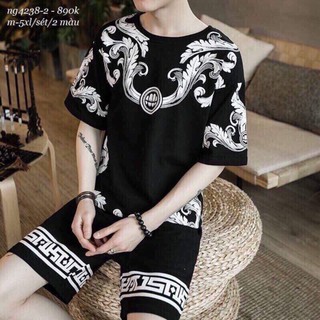 Free ship 99k bộ nam hè in hoa văn lá . .