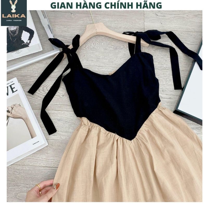 Đầm Maxi 2 Dây Dáng Dài FANO, Váy Hai Dây Nữ Ngực Trái Tim Lưng Chun Đũi Phối Màu - LAIKA