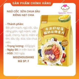 Ngũ cốc sữa chua mix hạt, hoa quả MEIZHOUSHIKE YOGURT, NUTS OATMEAL - Sầu Riêng Hạt Chia 400g
