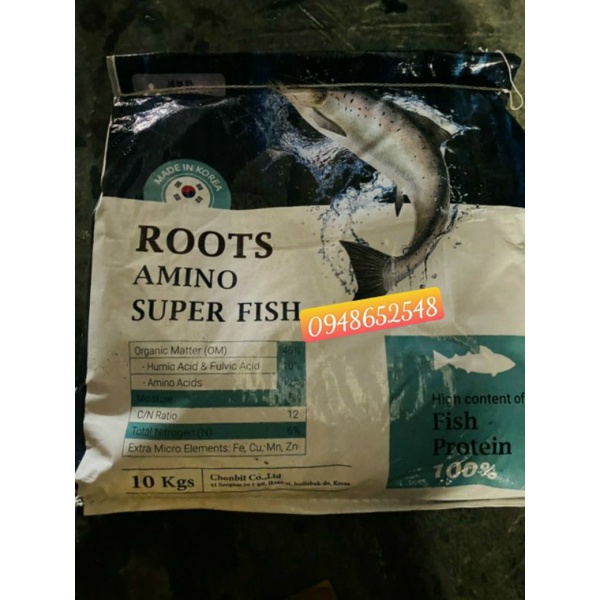 Phân đạm cá hồi Amino tan 100% Hàn Quốc túi 10kg