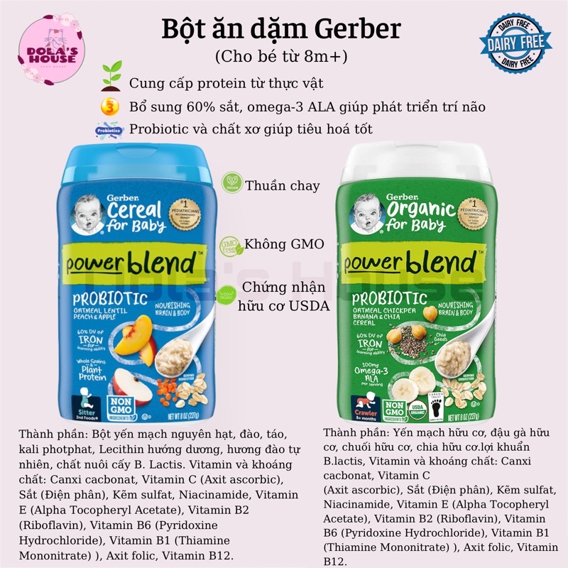 BỘT ĂN DẶM GERBER CHO BÉ