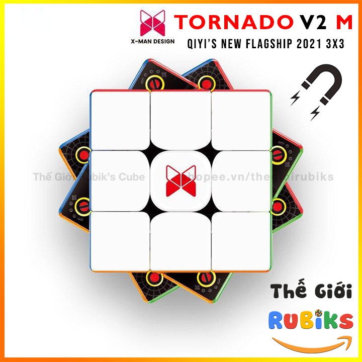 [người bán địa phương] 🔥HOT🔥 Rubik Tornado V2 M 3x3 QiYi X-Man Tornado V2M Flagship 2021 Rubic 3x3 Nam Châm Cao Cấp Đồ