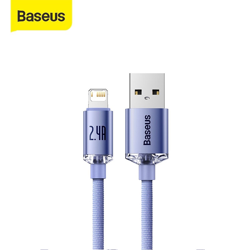 Cáp sạc truyền dữ liệu 2.4A Baseus Crystal dây siêu bền dài 200CM