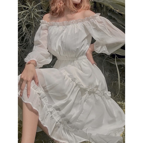 VÁY TRẮNG THIẾT KẾ NHIỀU TẦNG TRỄ VAI*NEW ❌ ĐẦM TRẮNG *NEW | BigBuy360 - bigbuy360.vn