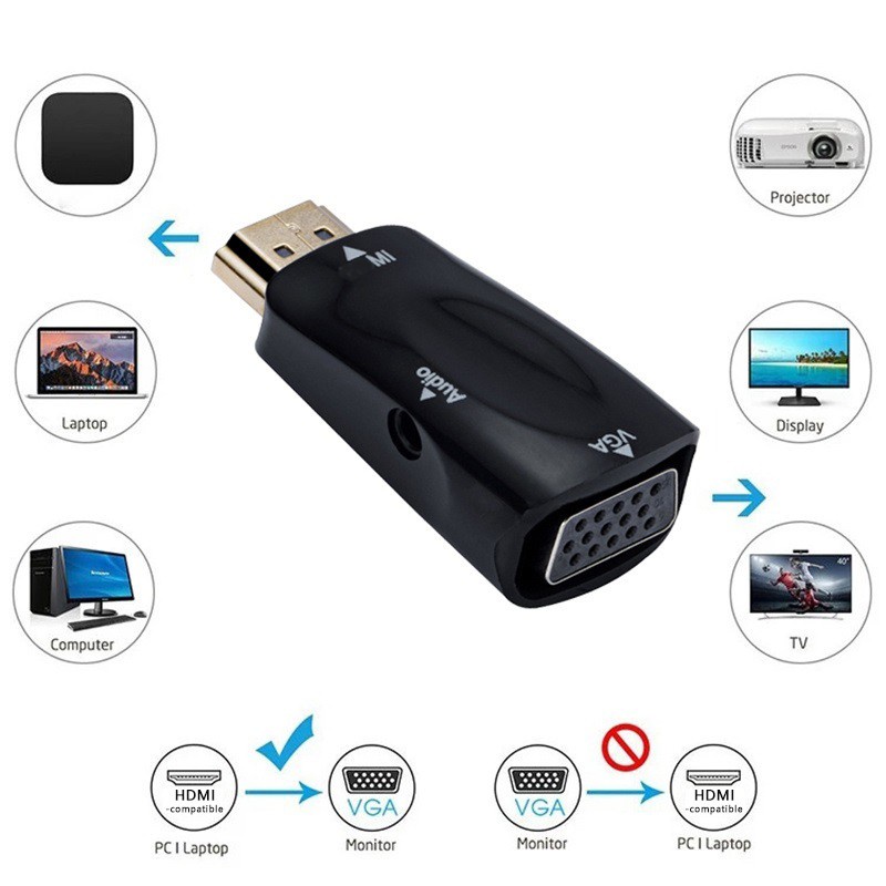 Cáp Chuyển Đổi Âm Thanh HDMI Sang VGA HD 1080P Cho PC Laptop TV Box