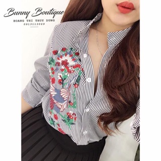 Áo sơ mi trụ thêu vnxk