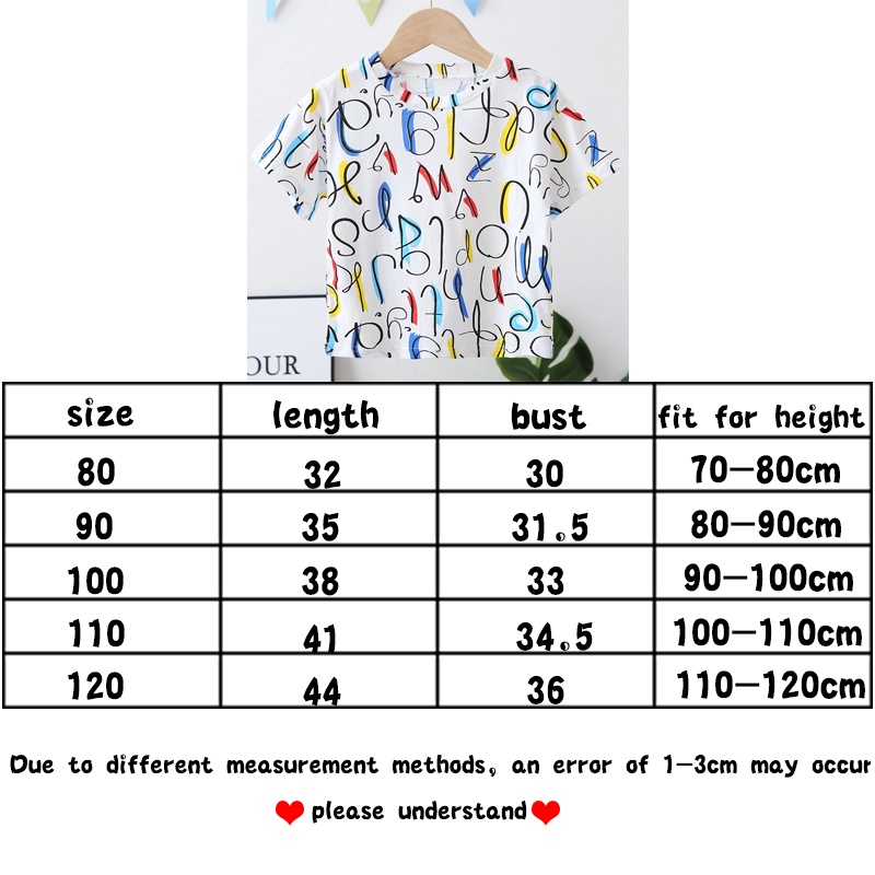 2022❦ Áo Thun NgắN Tay In HọA TiếT Chữ MùA Hè MớI Cho Bé