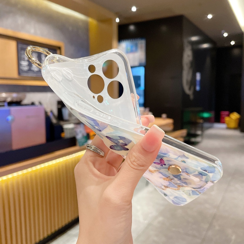 Ốp Điện Thoại Họa Tiết Hoa Có Dây Đeo Cho iPhone 7 8 Plus X Xr Xsmax11 12 13 14 Pro Max