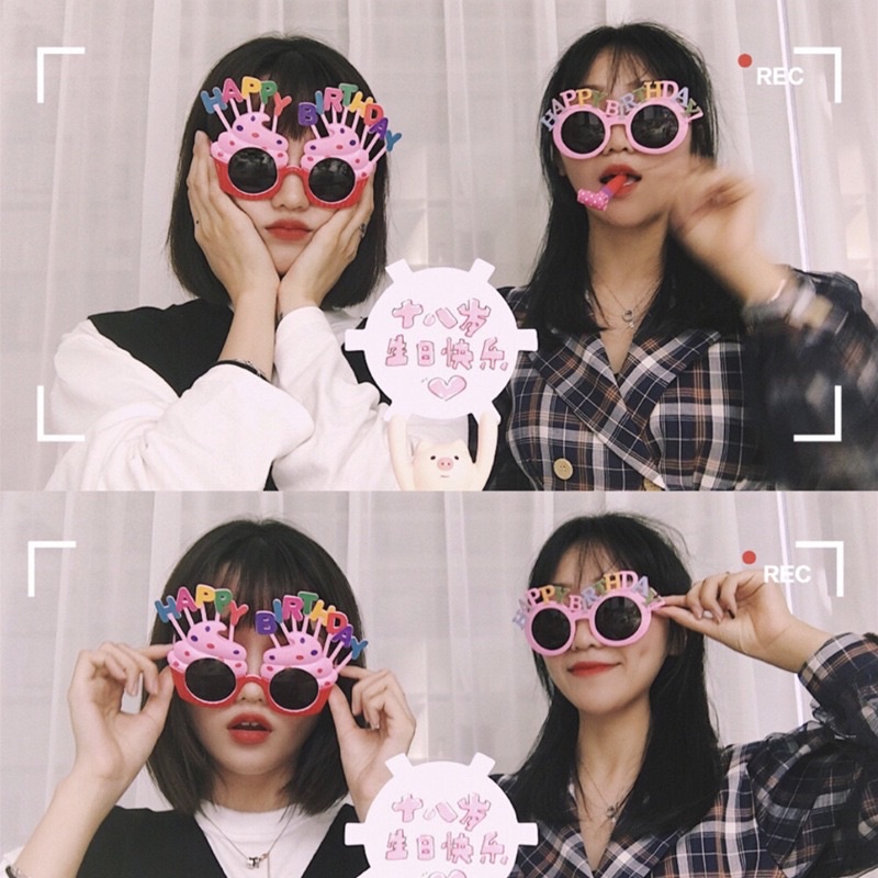 kính nhựa sinh nhật happy birthday hoa cúc cute dễ thương