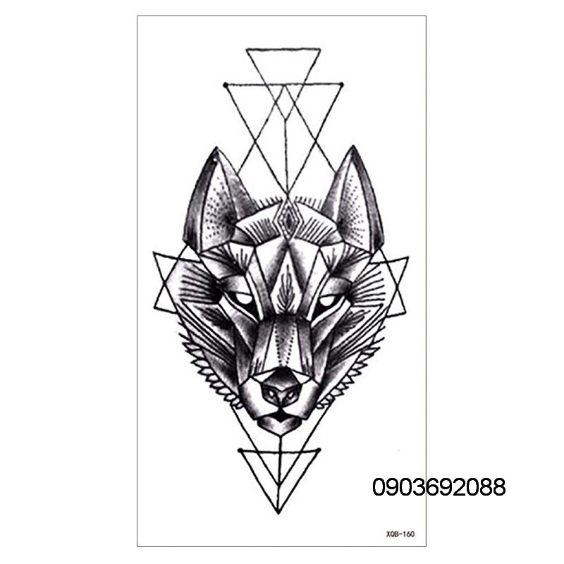 Hình xăm dán - Tattoo Sticker hình sói kích thước 10.5 x 6cm