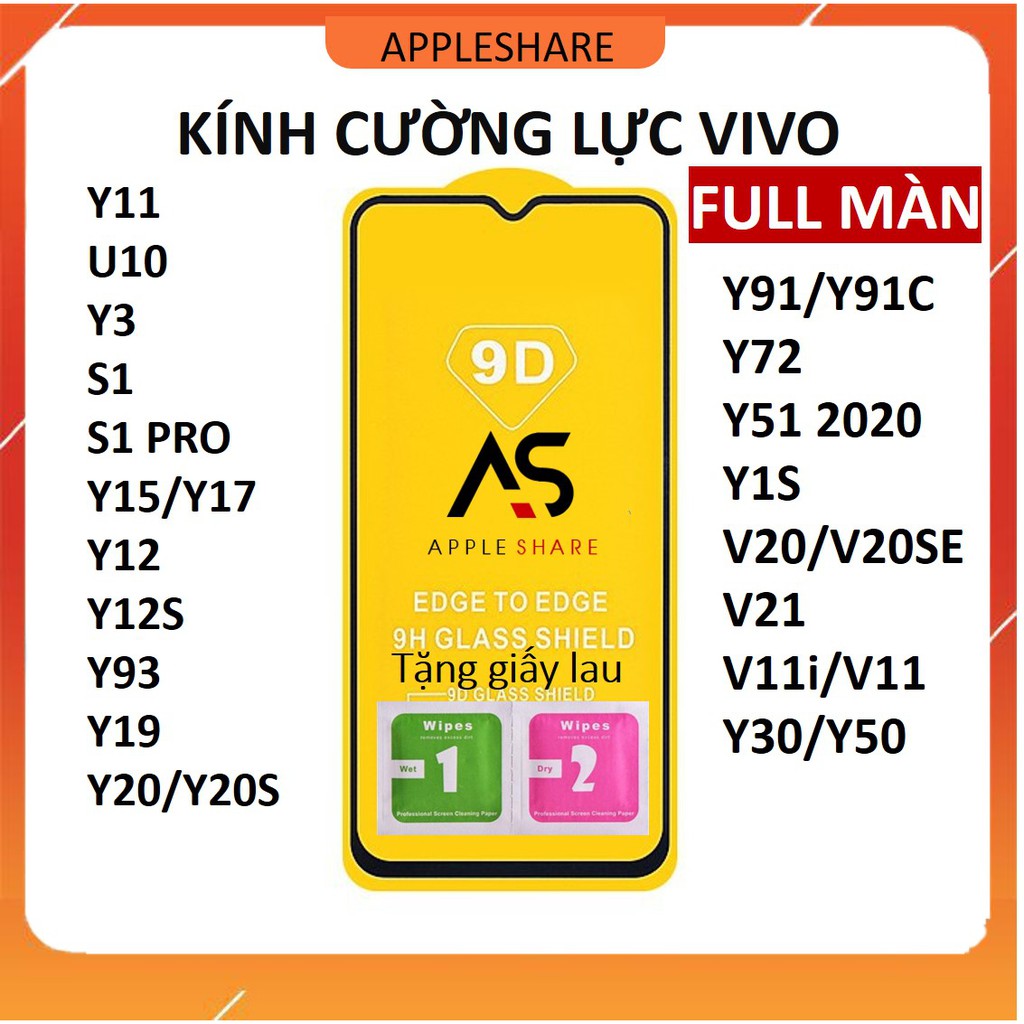 Kính cường lực VIVO FULL Màn Y11/U10/Y3/S1 pro/Y15/Y12/Y12s/Y20/Y20s/Y72/Y51/Y91C/V11i/Y93/Y91/Y1s/V20/V20 se/Y19/V21