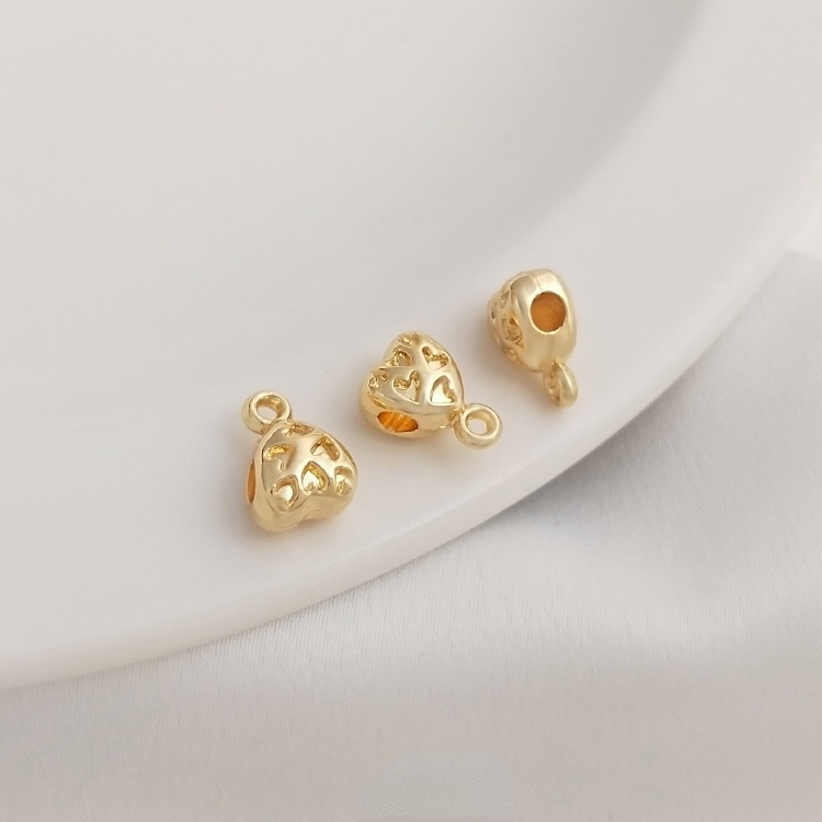 Vòng Tay Đồng 14K Đính Hạt Hình Trái Tim Nhiều Màu Sắc Dùng Làm Trang Sức Thủ Công diy