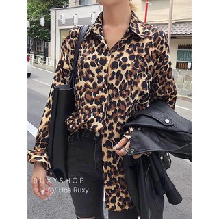 Sơ mi lụa da báo da beo so hot freesize 57kg (ảnh thật)