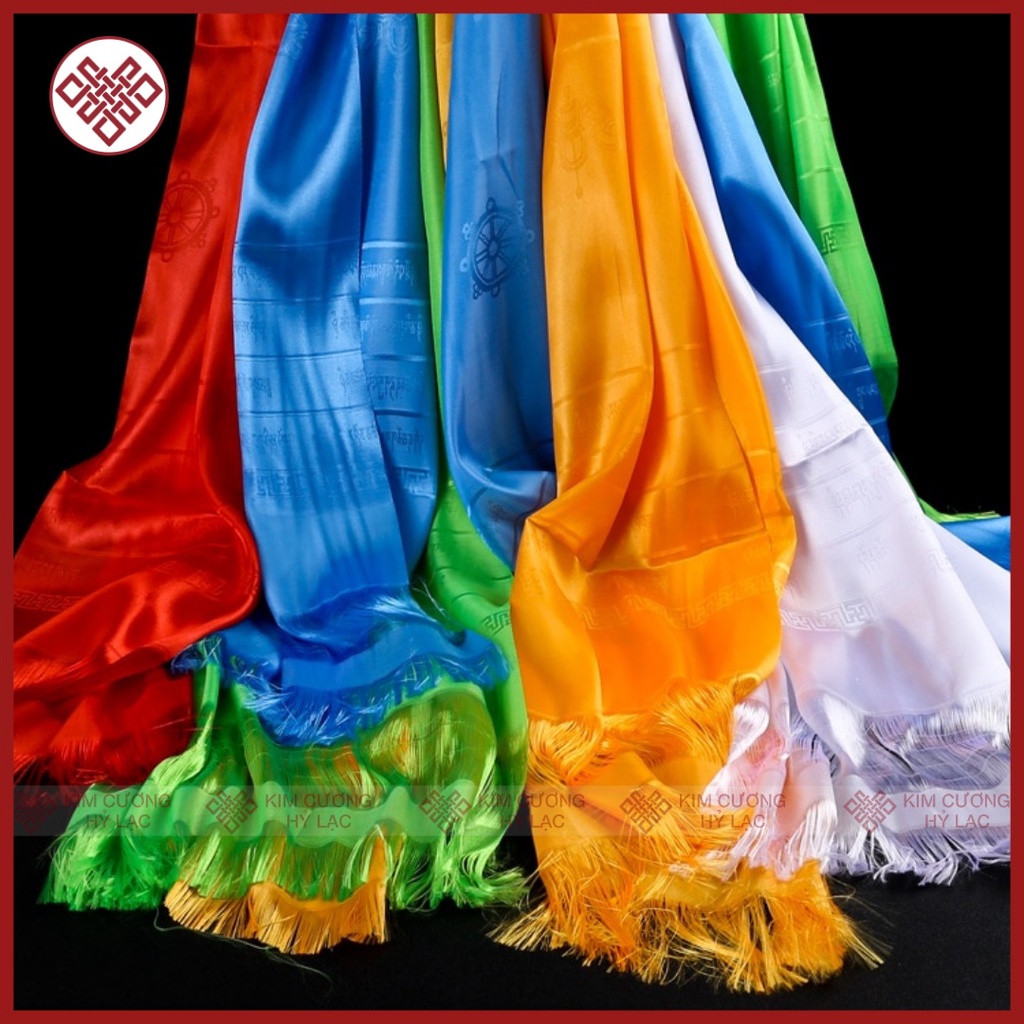 Khăn Khata Bát Cát Tường  Mật Tông- Khăn Ban Phước [Kim Cương Hỷ Lạc] 250X40Cm