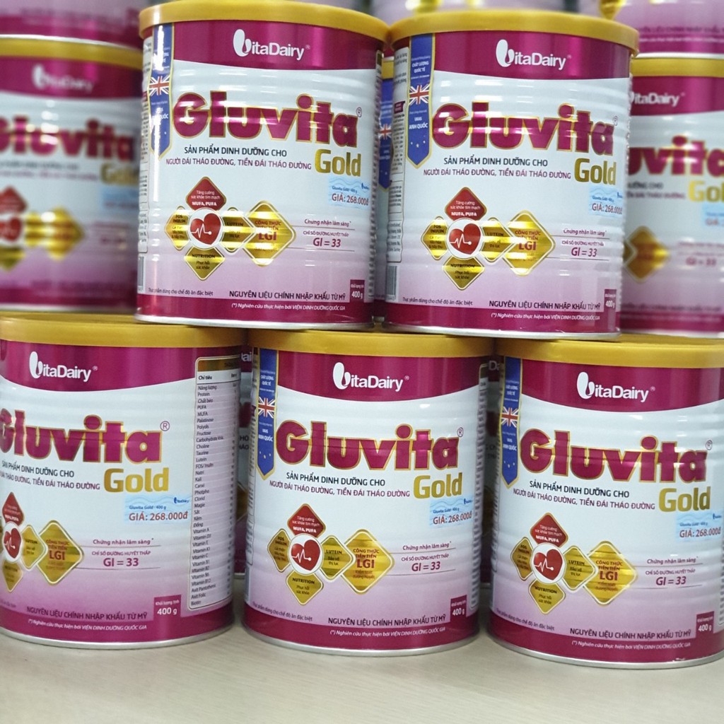 Combo 3 Lon Sữa Gluvita Gold 400g (người bệnh tiểu đường) Date 2022