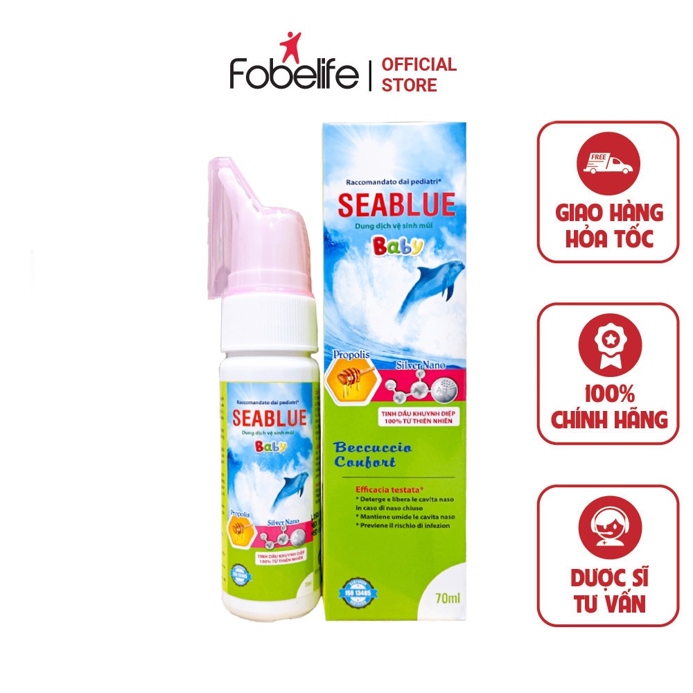 Dung Dịch Xịt Mũi Nano Bạc &amp; Ong Keo Cho Bé Seablue Quablue - Chai 70ml