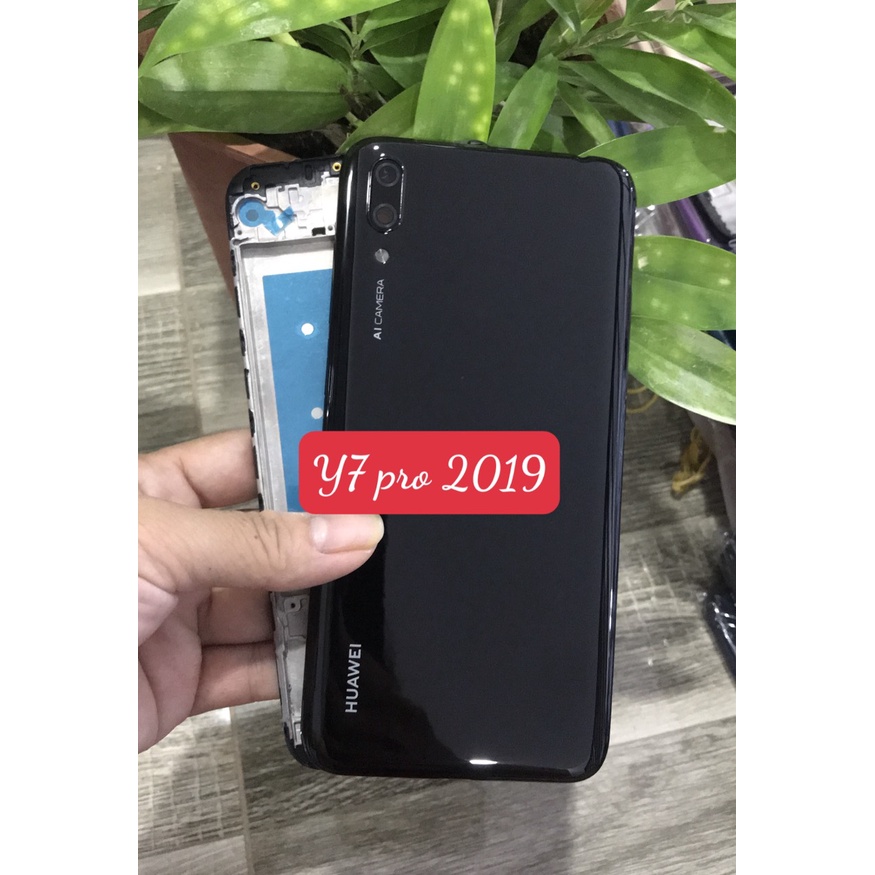 Bộ vỏ + sườn Huawei Y7 pro 2019 zin gồm lưng,xương,phím,kính camera