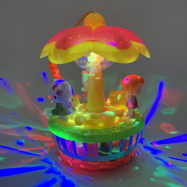 Đồ chơi lồng đèn trung thu cho bé gái hình nấm nàng tiên cá - kitty - Doremon xoay đèn có pin nhạc đèn
